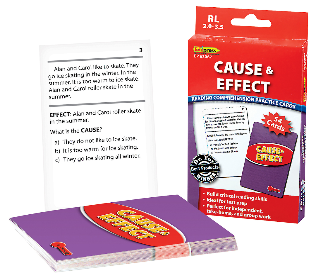 Cause & Effect Reading Comprehension Practice Cards image 0